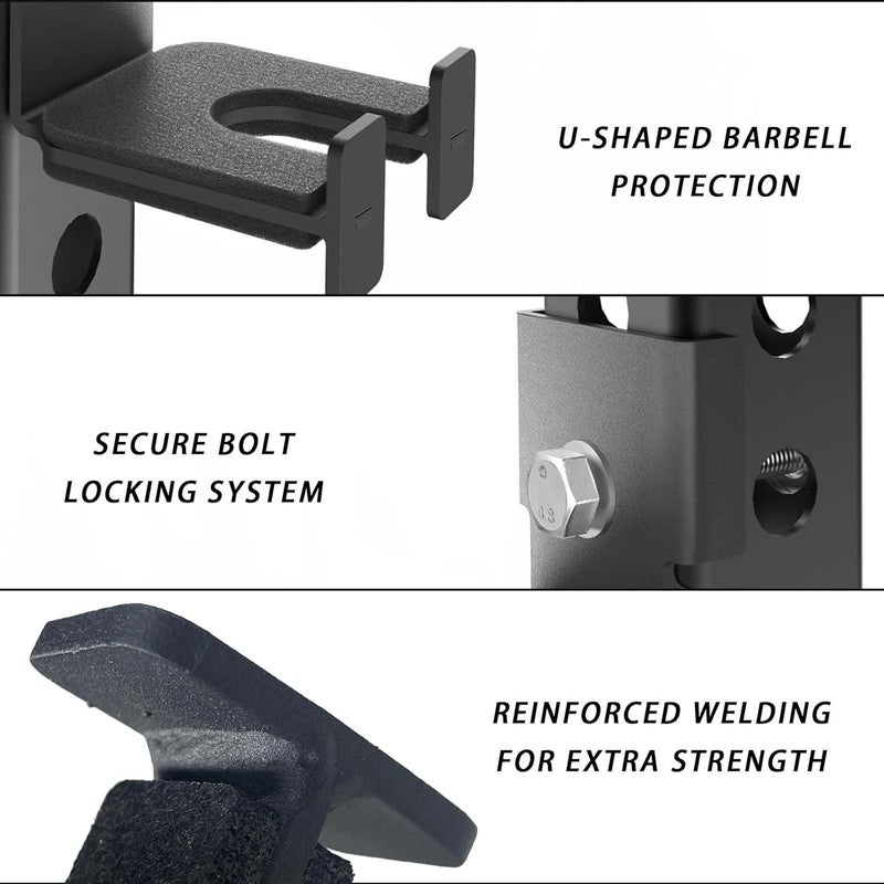 Lights Mountain Rack-Mounted Olympic Barbell Holder for 2x2 & 2x3 Power Racks, No Drilling Required – Heavy-Duty Steel Storage with Protective Padding, Space-Saving Gym Equipment - Image 3